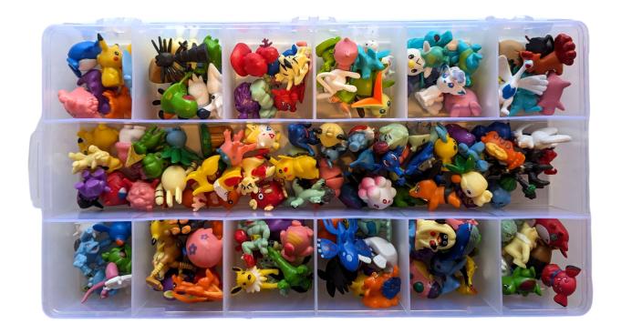 144 mini pokemon collection with organisation box great for hours of play or cake toppers