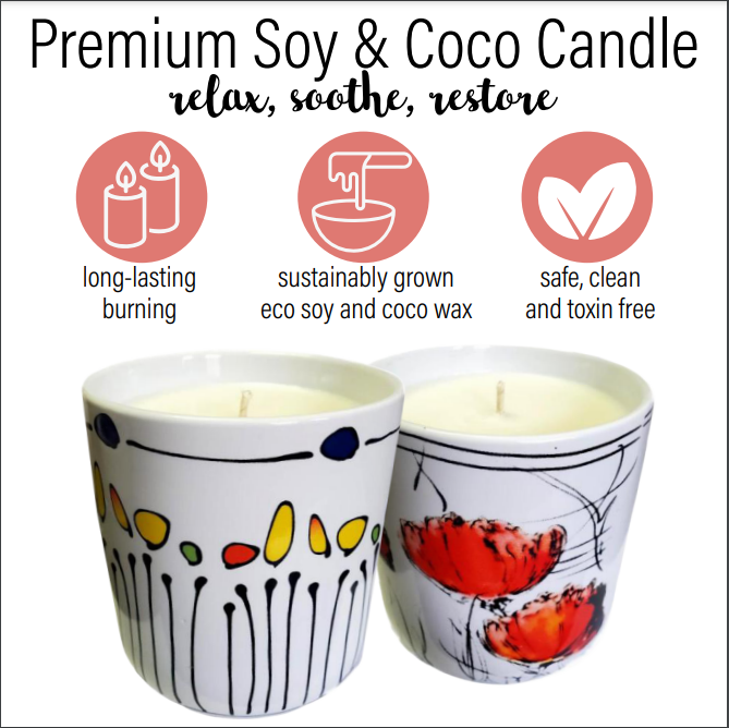 21 Oz Premium Soy &Coco candle, burning time 135-150 h