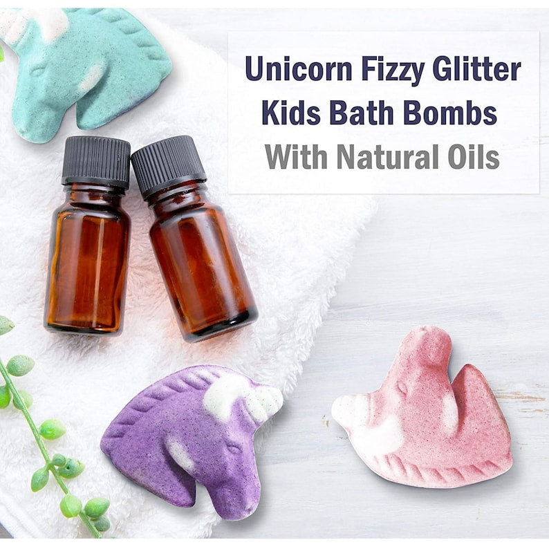 Unicorn Fizzy Glitter Kids Bath Bombs, Gifts Set of 12 Pieces