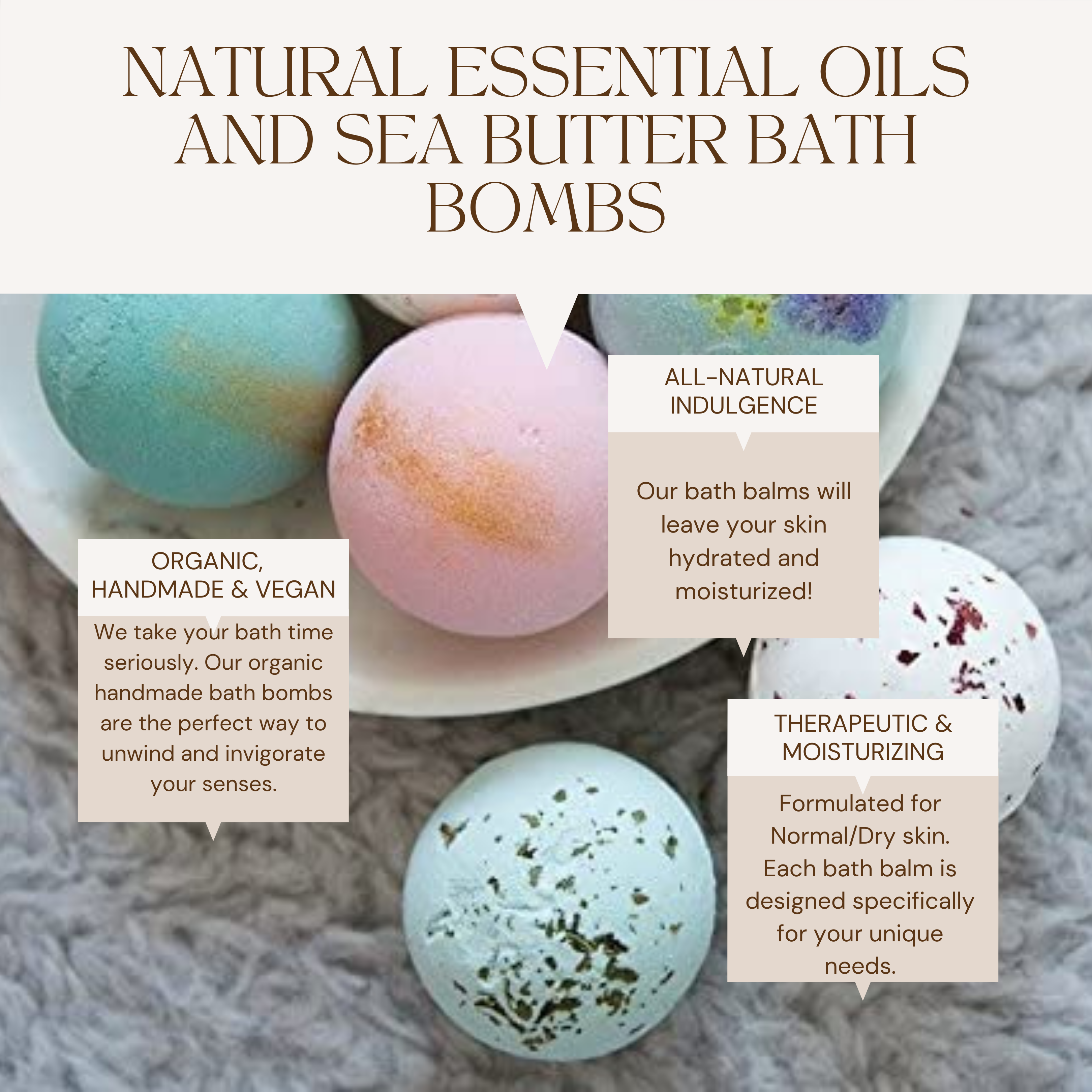 Organic hand made with Essential Oils and Shea Butter 9 pc set Bath Bombs