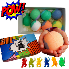 Kids Bath Bombs with a Surprise Ninja Toy Inside & Turtle Soap on the road Colored XL Bath Bombs, Kid Safe Designed for Boys