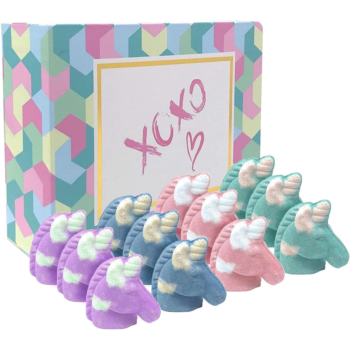 Unicorn Fizzy Glitter Kids Bath Bombs With Natural Oils, Gifts Set of 12, Safe Will not Color Your Tub, Perfect Gift, Will Make Her Smile